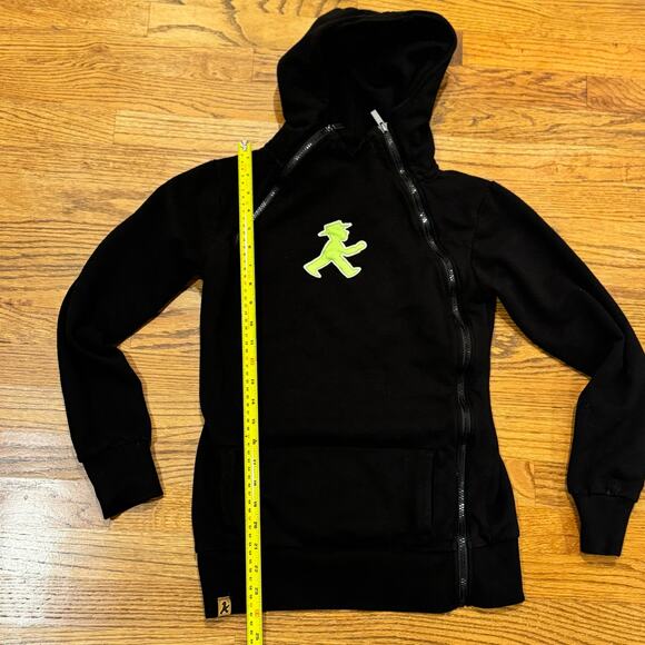 AMPELMANN DEMONSTRANT Hoodie Women's Small Black Pedestrian Red Green Man Zip - Picture 7 of 15
